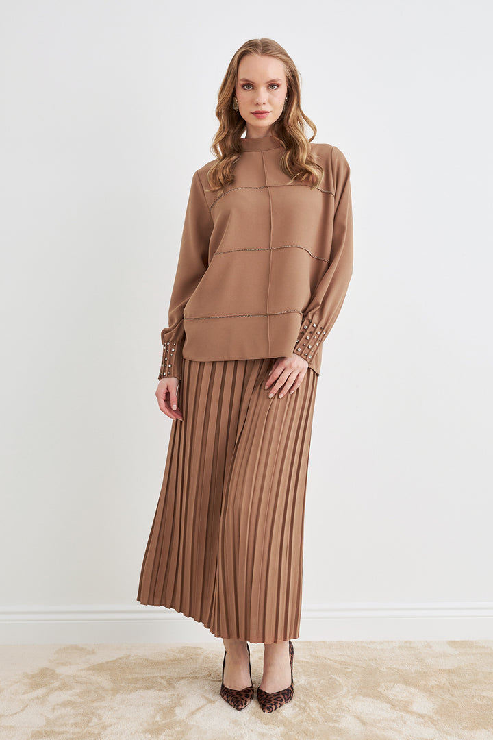 ZRF Women Arin Pile Fabric Two-Piece Set - Camel - San Baudilio de Llobregat