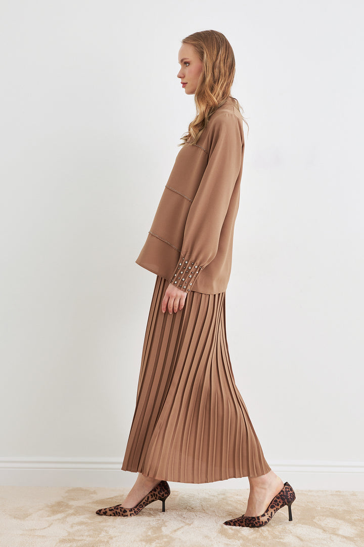 ZRF Women Arin Pile Fabric Two-Piece Set - Camel - San Baudilio de Llobregat