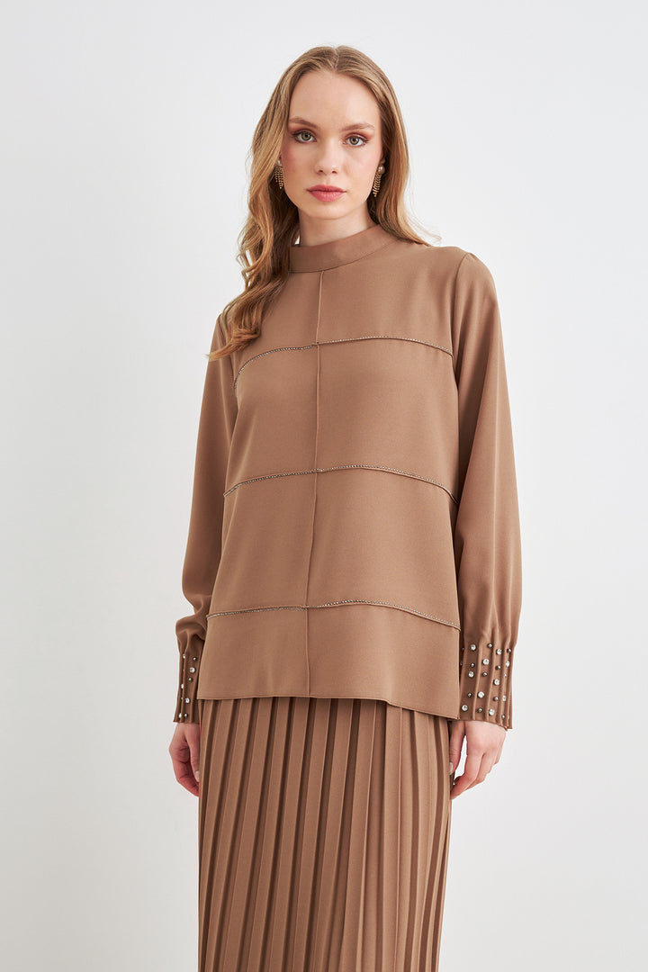 ZRF Women Arin Pile Fabric Two-Piece Set - Camel - San Baudilio de Llobregat