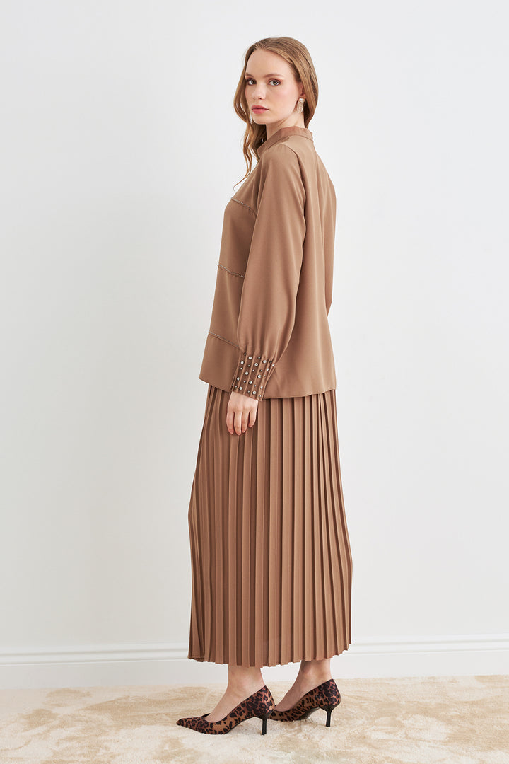 ZRF Women Arin Pile Fabric Two-Piece Set - Camel - San Baudilio de Llobregat