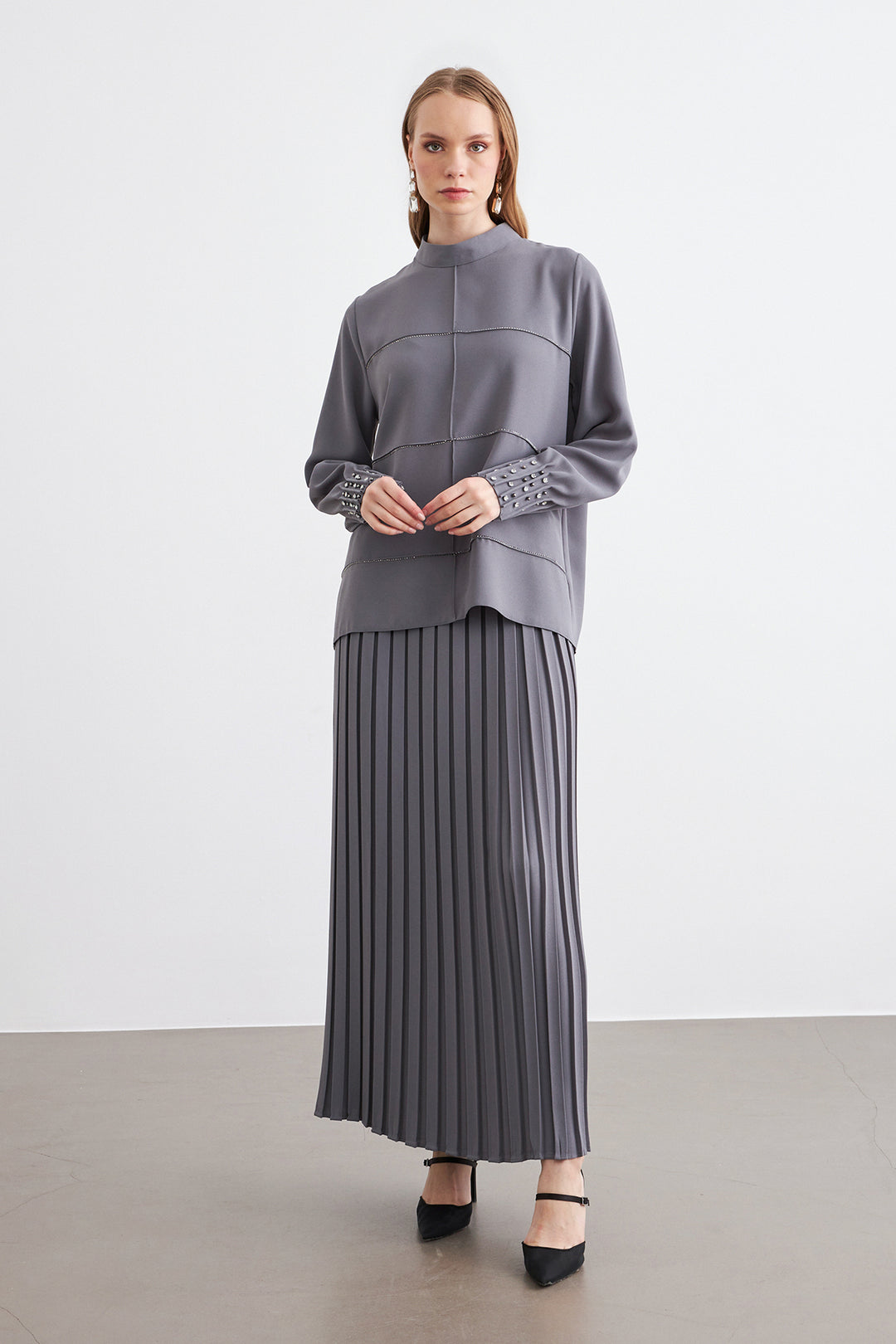 ZRF Women Arin Pile Fabric Two-Piece Set - Gray - Schoten