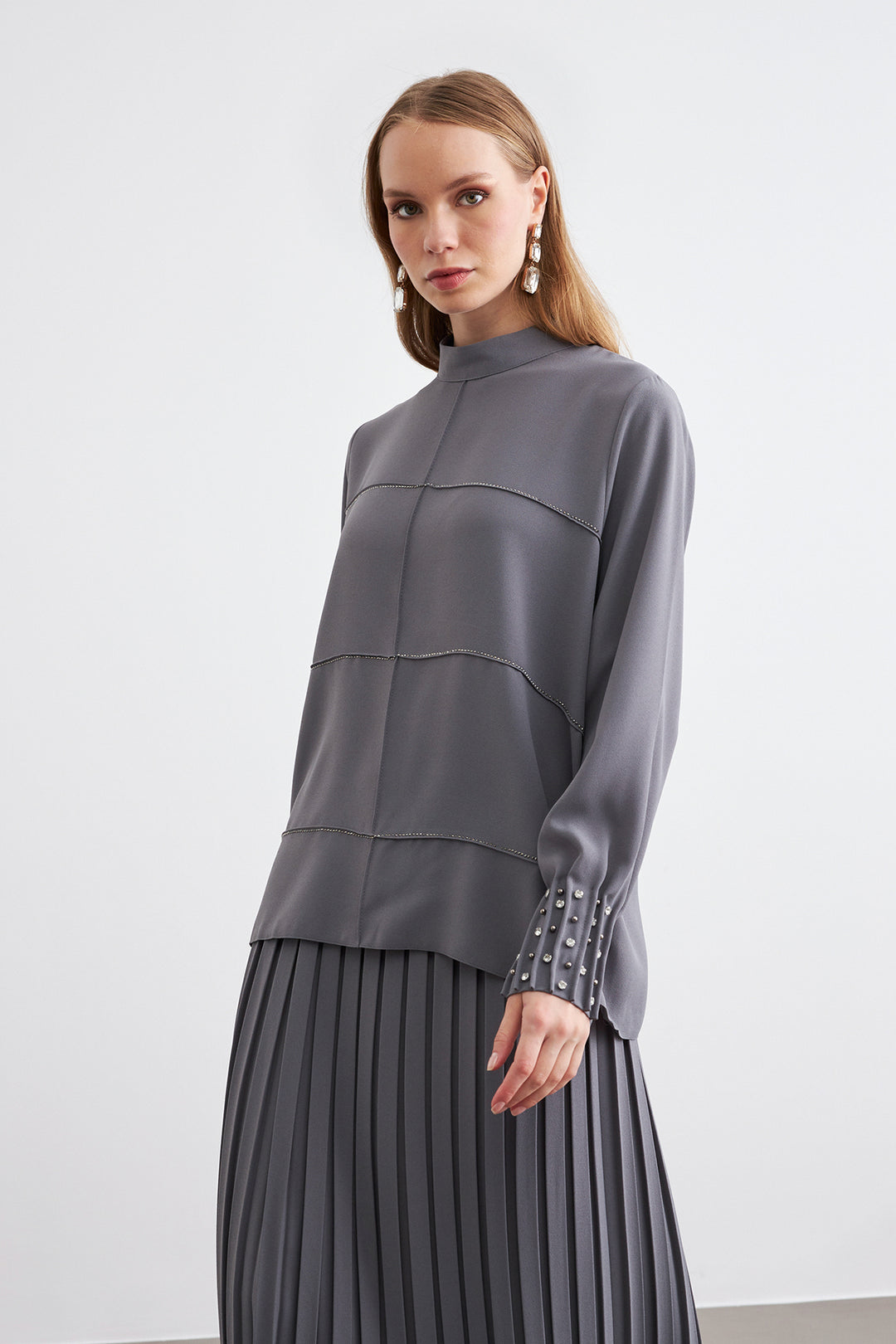 ZRF Women Arin Pile Fabric Two-Piece Set - Gray - Schoten
