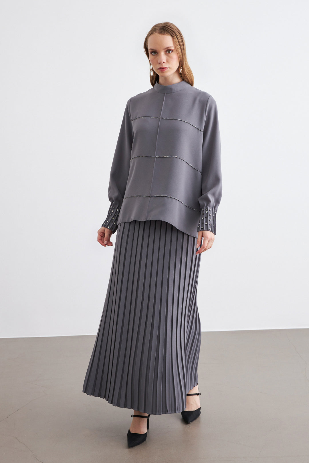 ZRF Women Arin Pile Fabric Two-Piece Set - Gray - Schoten
