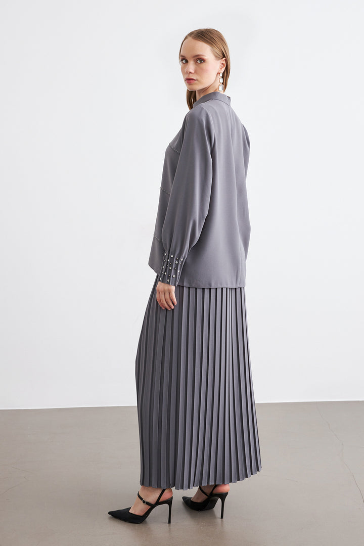 ZRF Women Arin Pile Fabric Two-Piece Set - Gray - Schoten