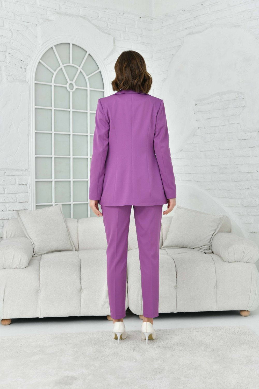 NDL Women Lilac Women's Suit with Pleated Collar Accessory - Erkrath