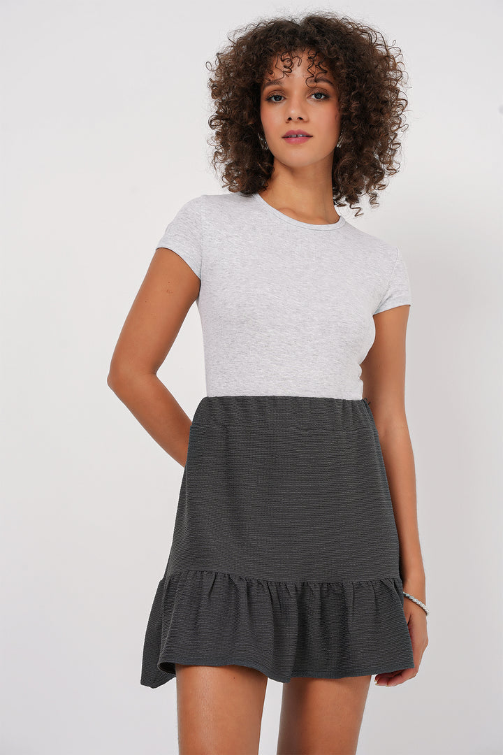 BGD Women Knitted Mini Skirt - Anthracite - Plainfield