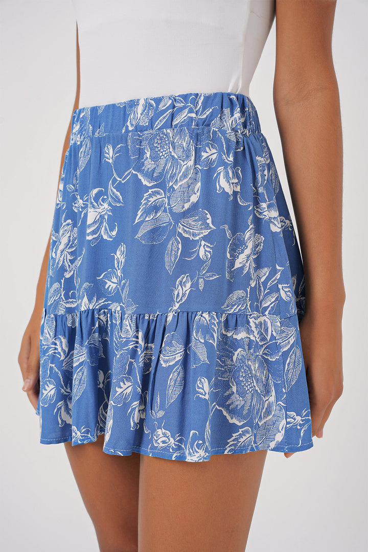 BGD Women Knitted Mini Skirt - Indigo - Buffalo Grove