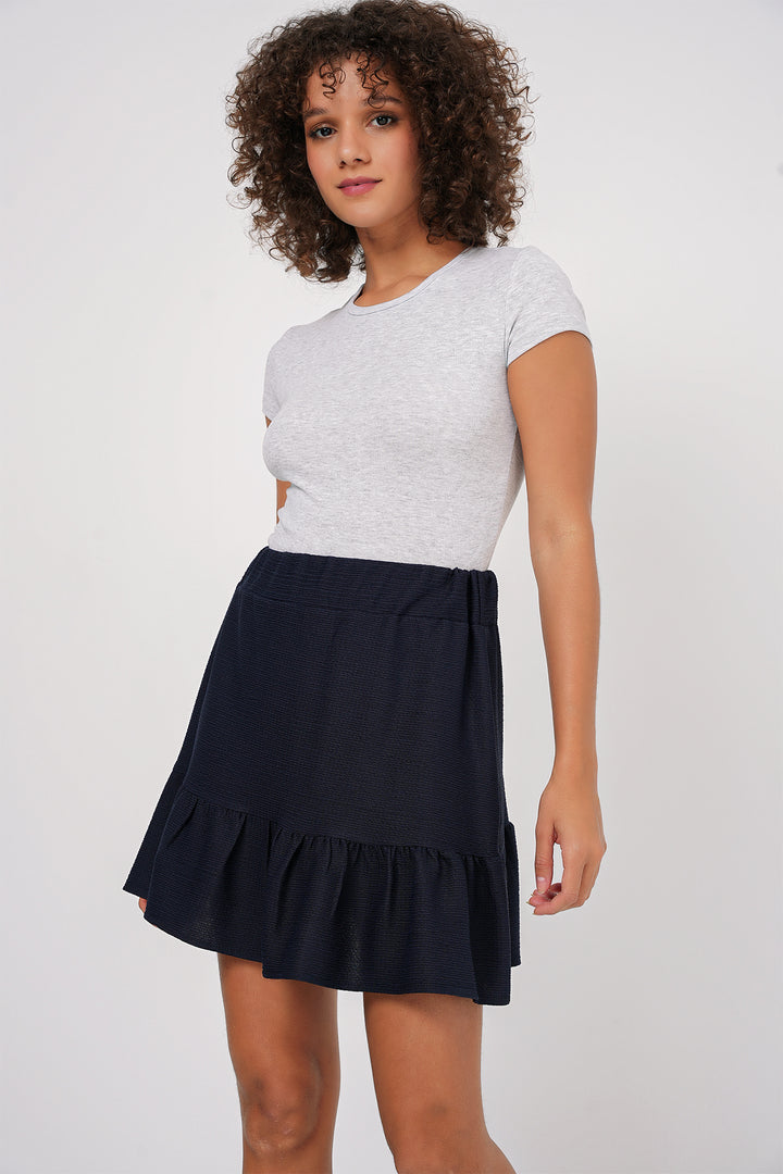 BGD Women Knitted Mini Skirt - Navy Blue - Leighton Buzzard