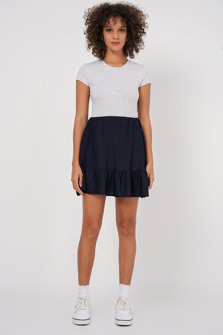 BGD Women Knitted Mini Skirt - Navy Blue - Leighton Buzzard