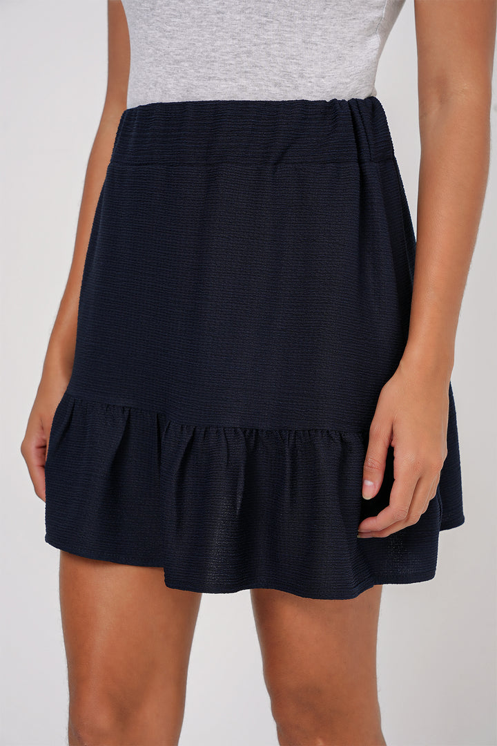 BGD Women Knitted Mini Skirt - Navy Blue - Leighton Buzzard