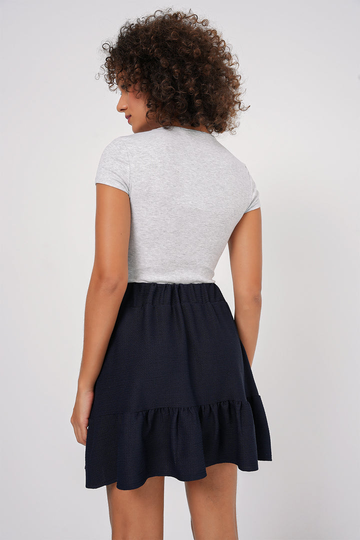 BGD Women Knitted Mini Skirt - Navy Blue - Leighton Buzzard