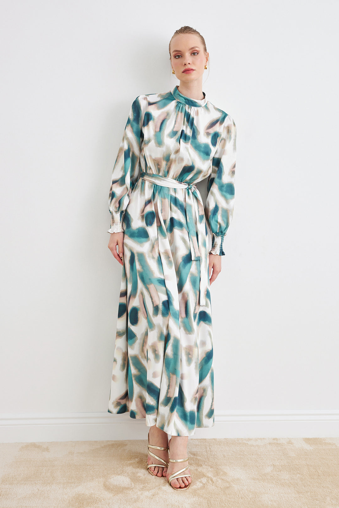 ZRF Women Patterned Satin Dress - Mint - Irvine