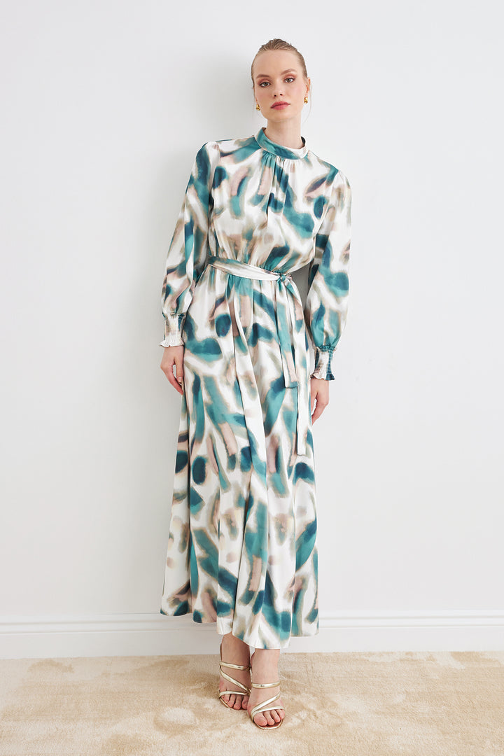 ZRF Women Patterned Satin Dress - Mint - Irvine