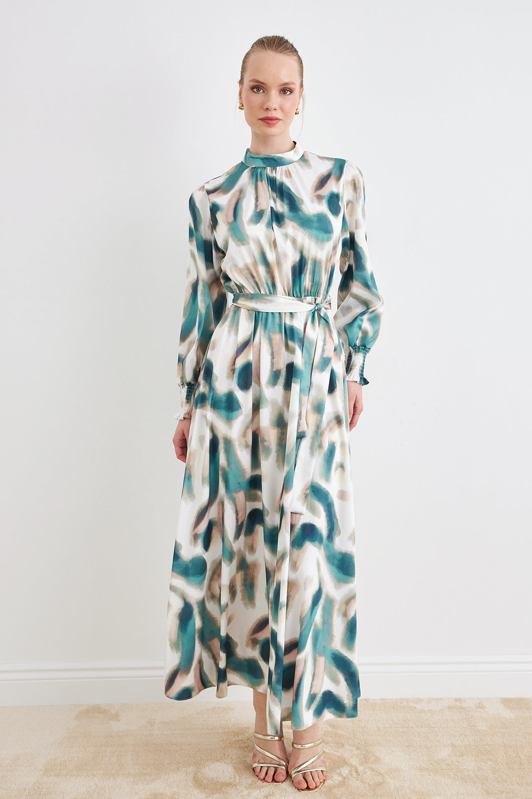 ZRF Women Patterned Satin Dress - Mint - Irvine