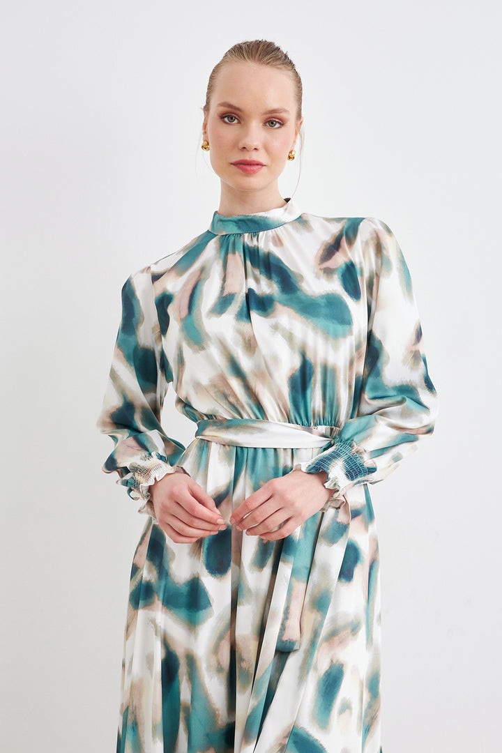 ZRF Women Patterned Satin Dress - Mint - Irvine