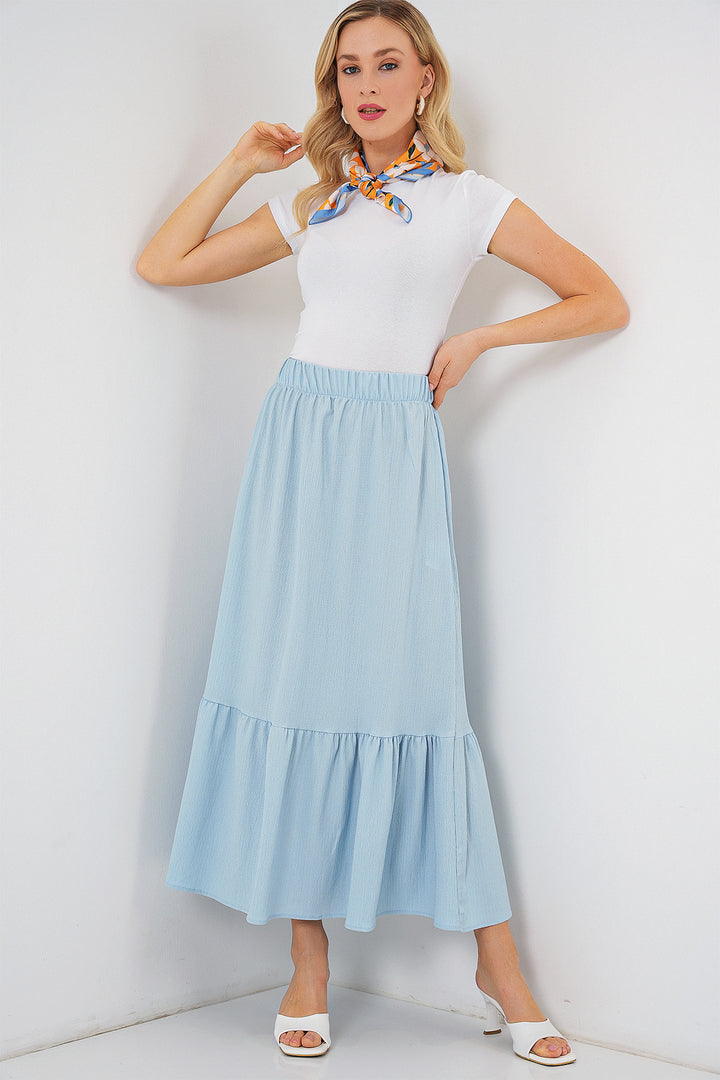 BGD Women Long Knit Skirt - Light Blue - West Hollywood