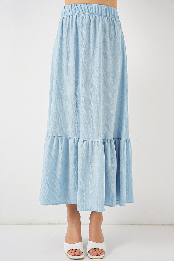 BGD Women Long Knit Skirt - Light Blue - West Hollywood