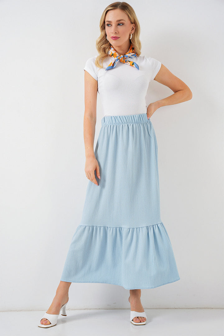 BGD Women Long Knit Skirt - Light Blue - West Hollywood