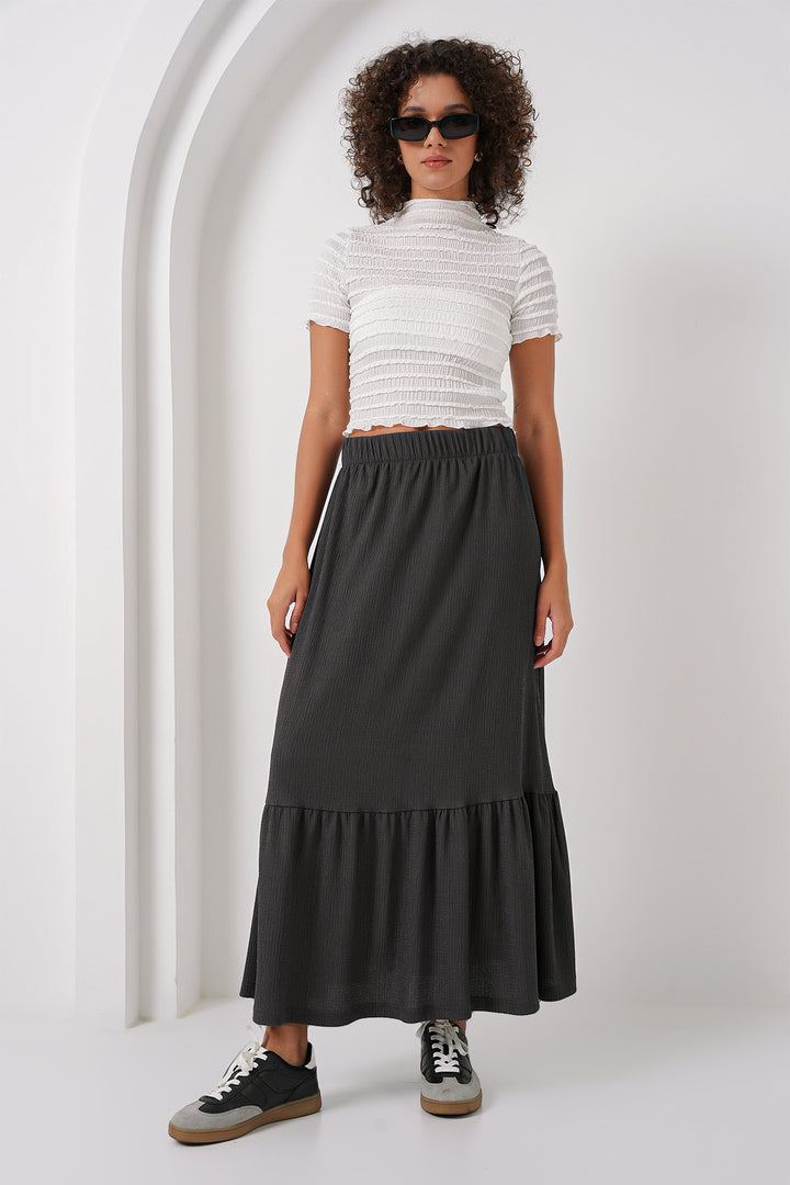 BGD Women Long Knit Skirt - Anthracite - Stockton-on-Tees