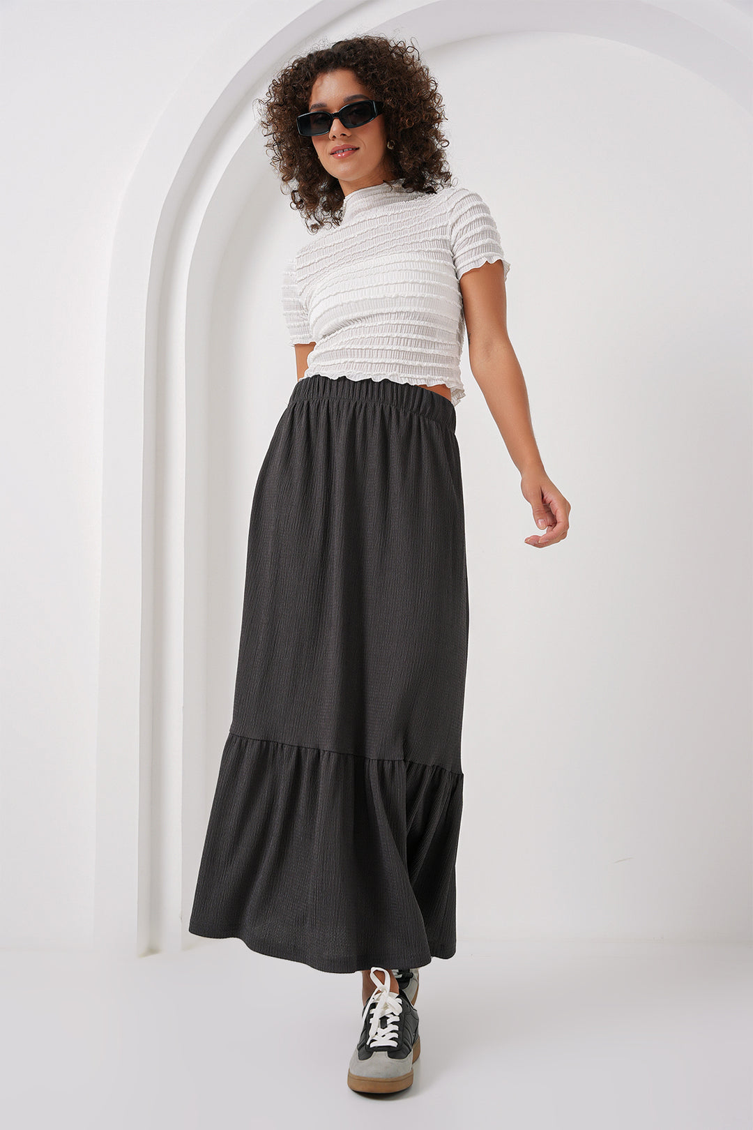 BGD Women Long Knit Skirt - Anthracite - Stockton-on-Tees