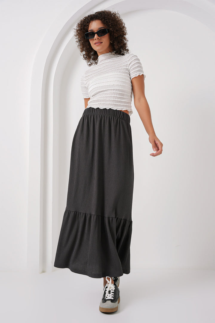 BGD Women Long Knit Skirt - Anthracite - Stockton-on-Tees