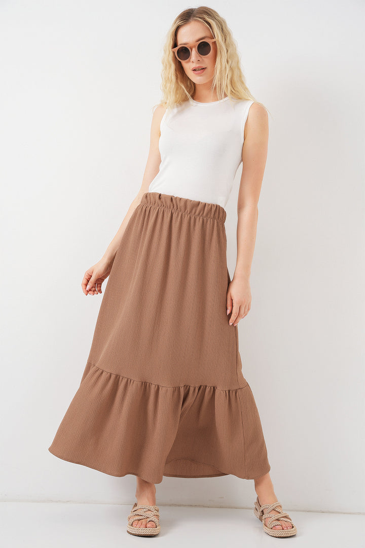 BGD Women Long Knit Skirt - Camel - Chalándri