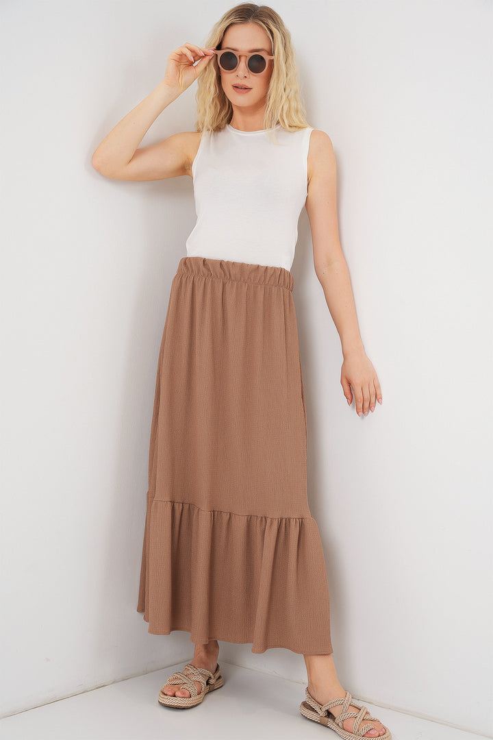 BGD Women Long Knit Skirt - Camel - Chalándri