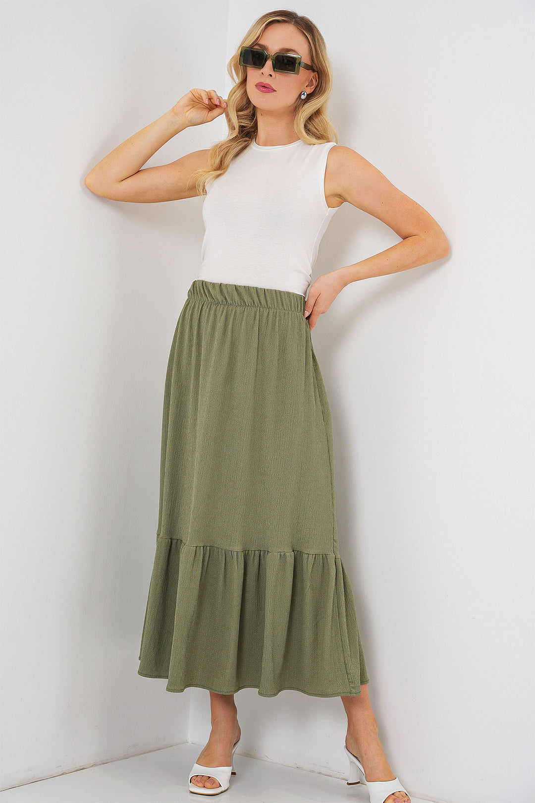 BGD Women Long Knitted Skirt - Khaki - St. Cloud