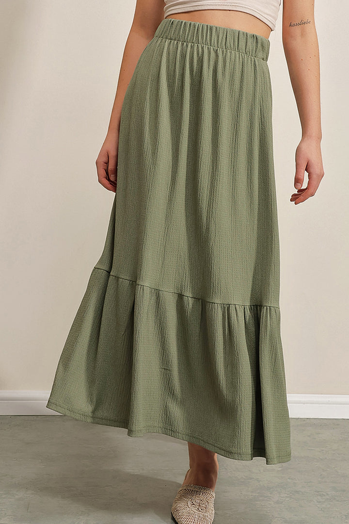BGD Women Long Knitted Skirt - Khaki - Riga