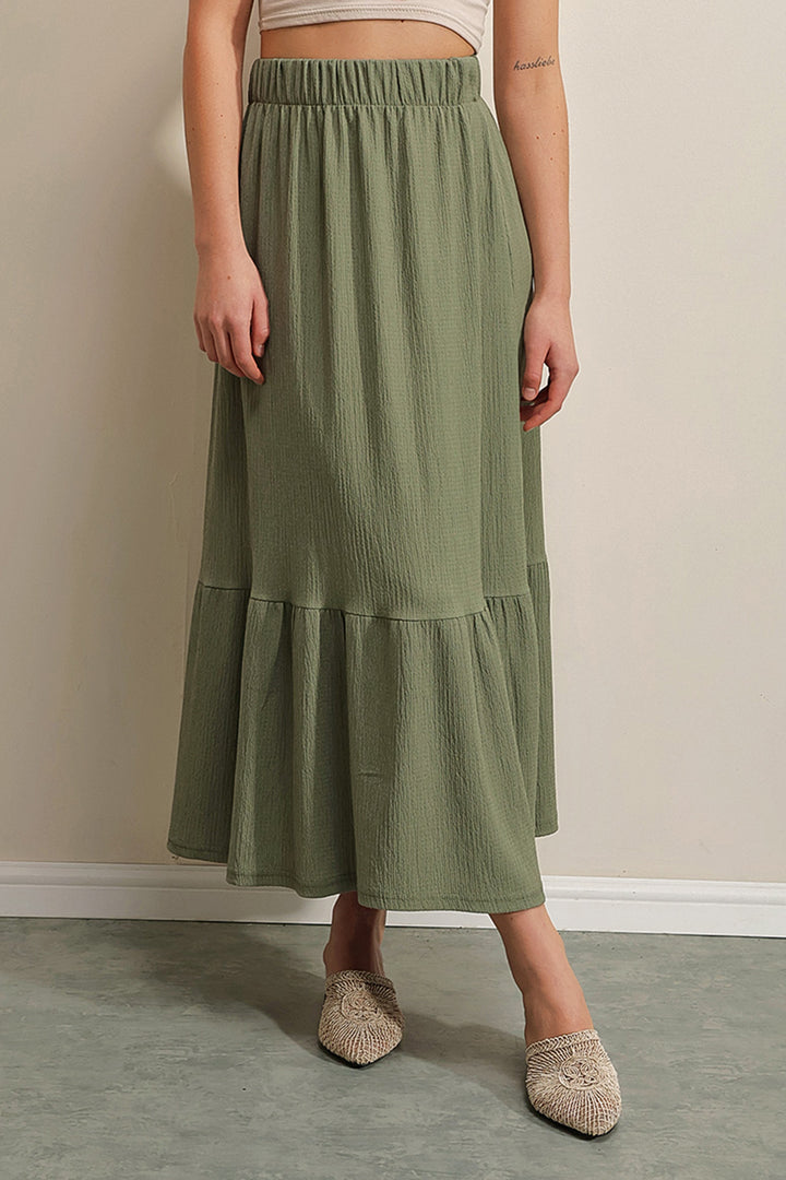BGD Women Long Knitted Skirt - Khaki - Riga