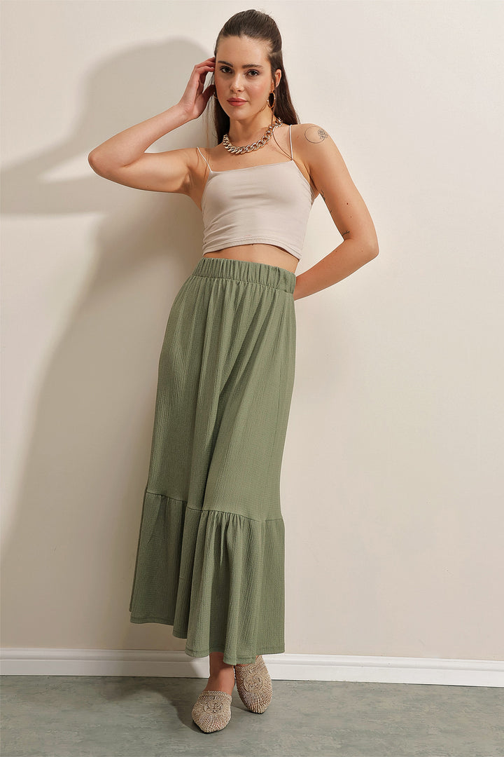 BGD Women Long Knitted Skirt - Khaki - Riga