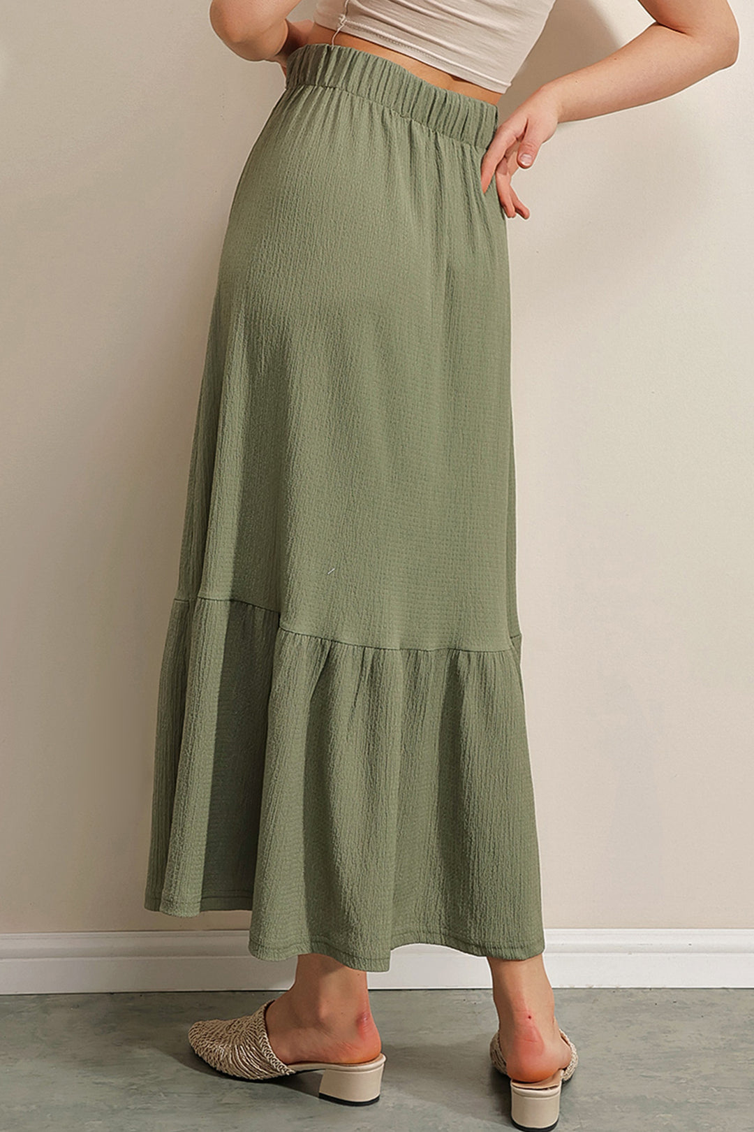 BGD Women Long Knitted Skirt - Khaki - Riga