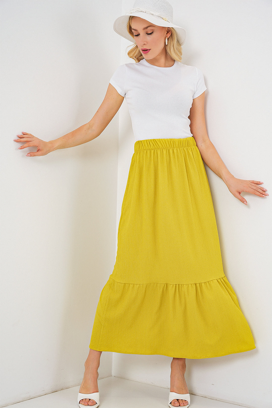 BGD Women Long Knit Skirt - Mustard - Marion