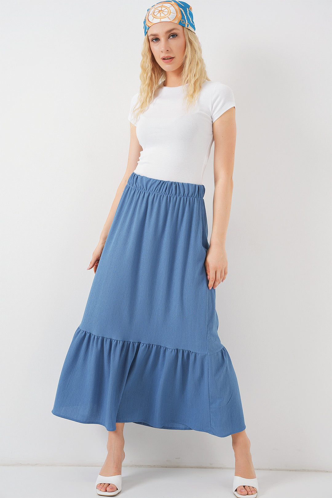 BGD Women Long Knit Skirt - Indigo - Würselen
