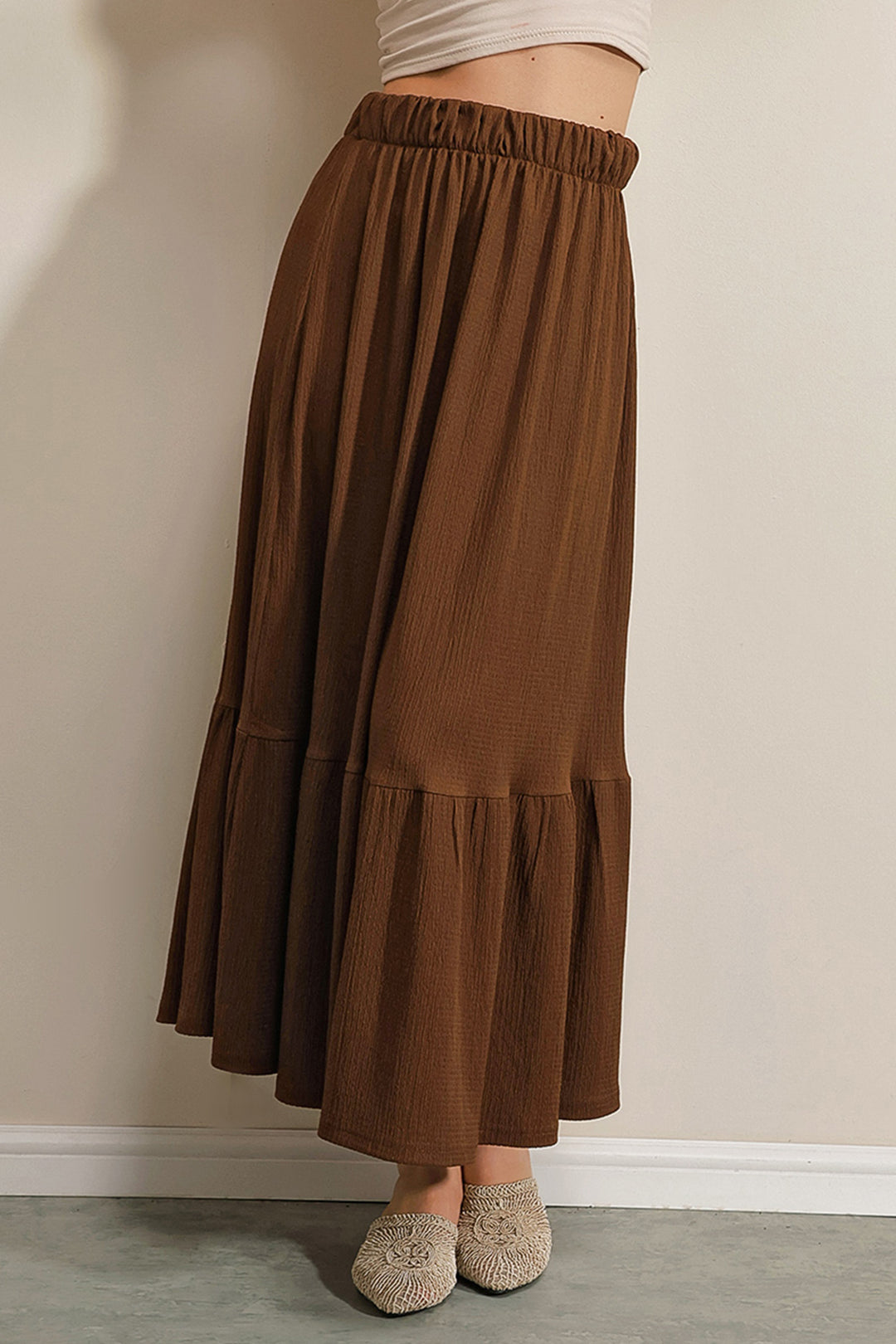 BGD Women Long Knitted Skirt - Brown - East Los Angeles