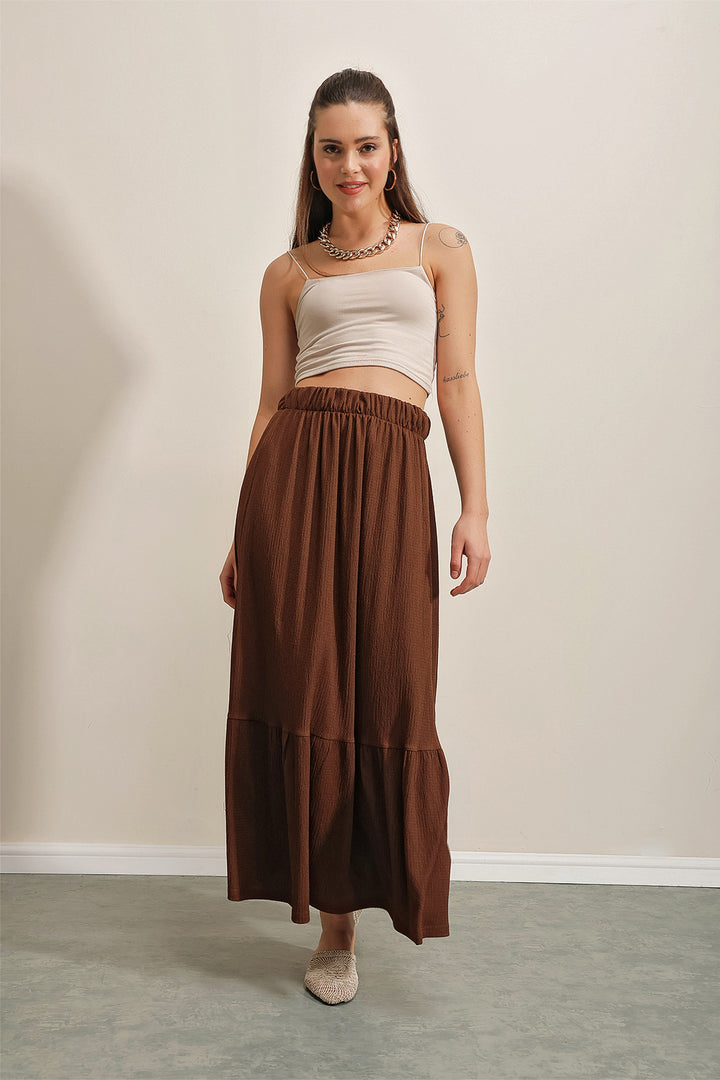 BGD Women Long Knitted Skirt - Brown - East Los Angeles