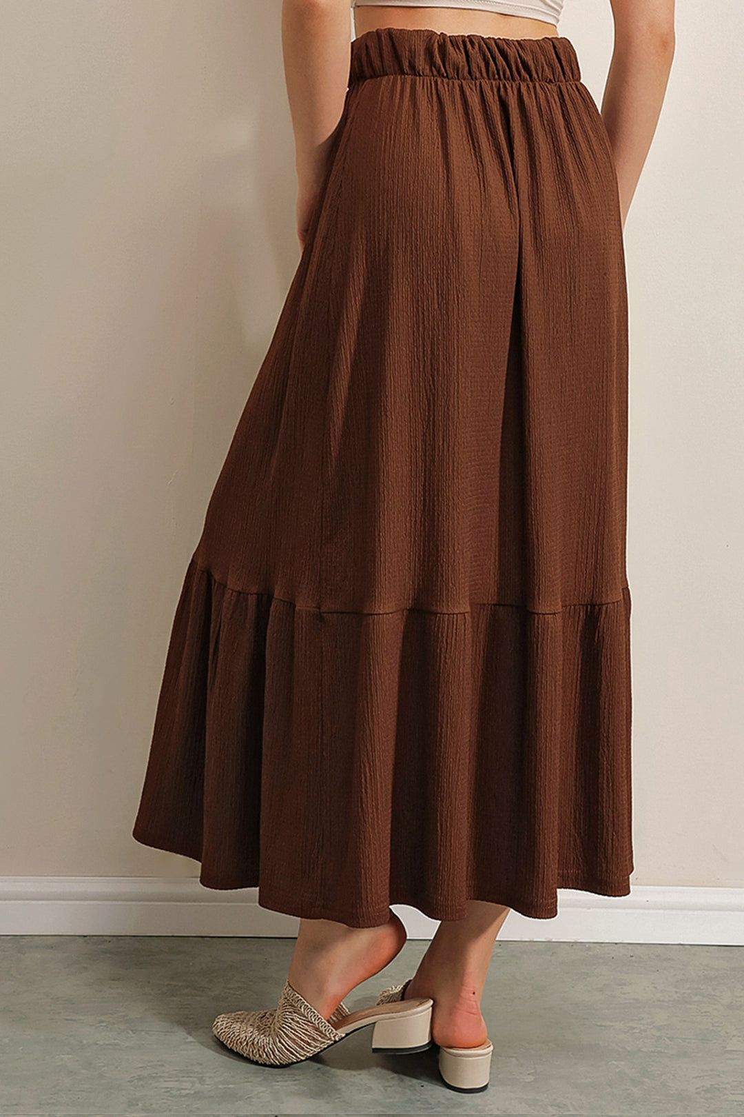 BGD Women Long Knitted Skirt - Brown - East Los Angeles