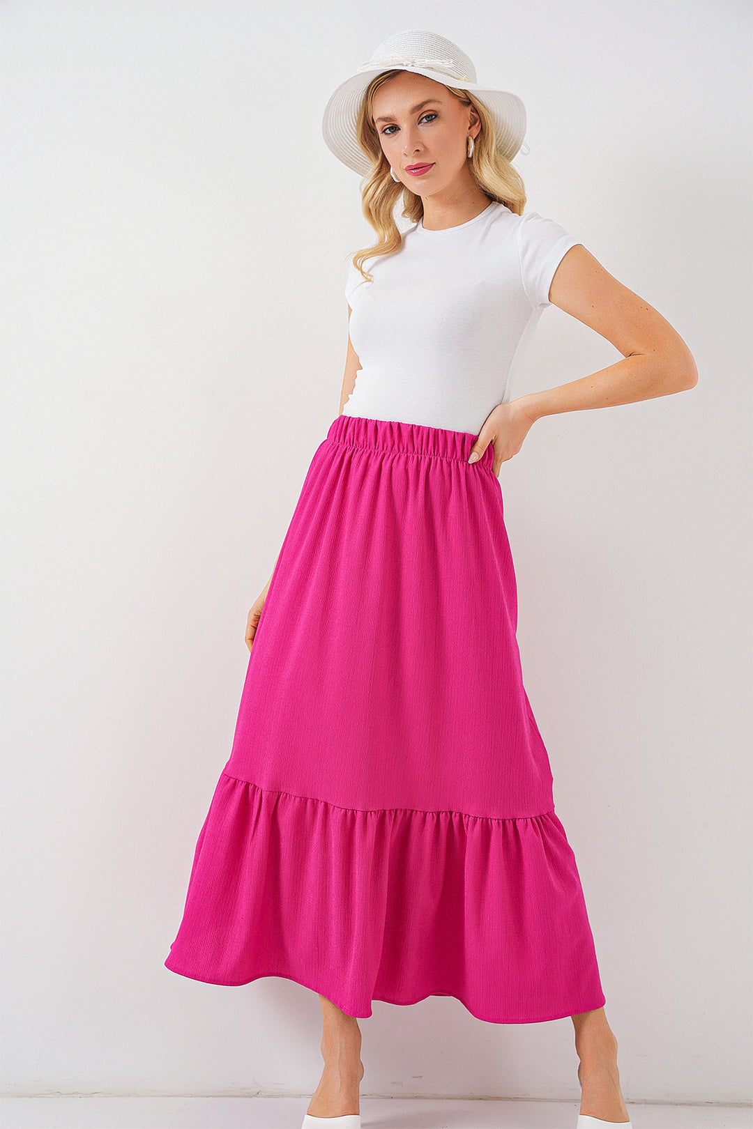 BGD Women Long Knitted Skirt - Dark Pink - Cheektowaga