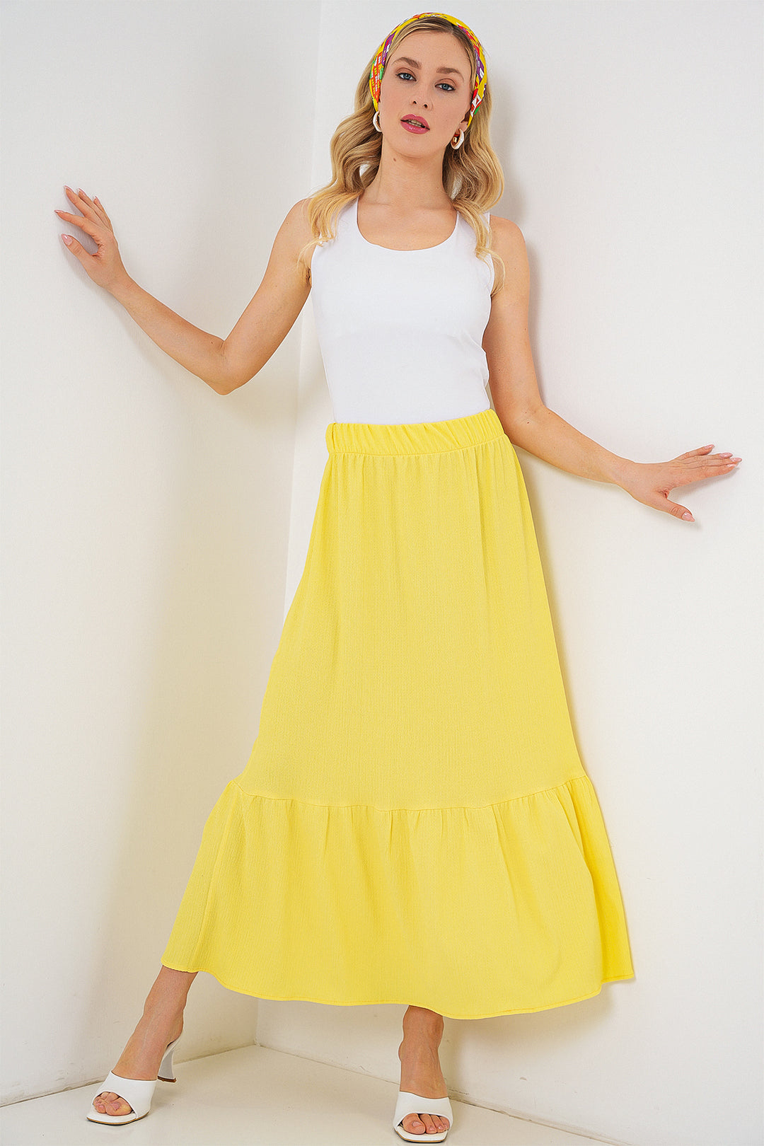 BGD Women Long Knit Skirt - Yellow - Pflugerville