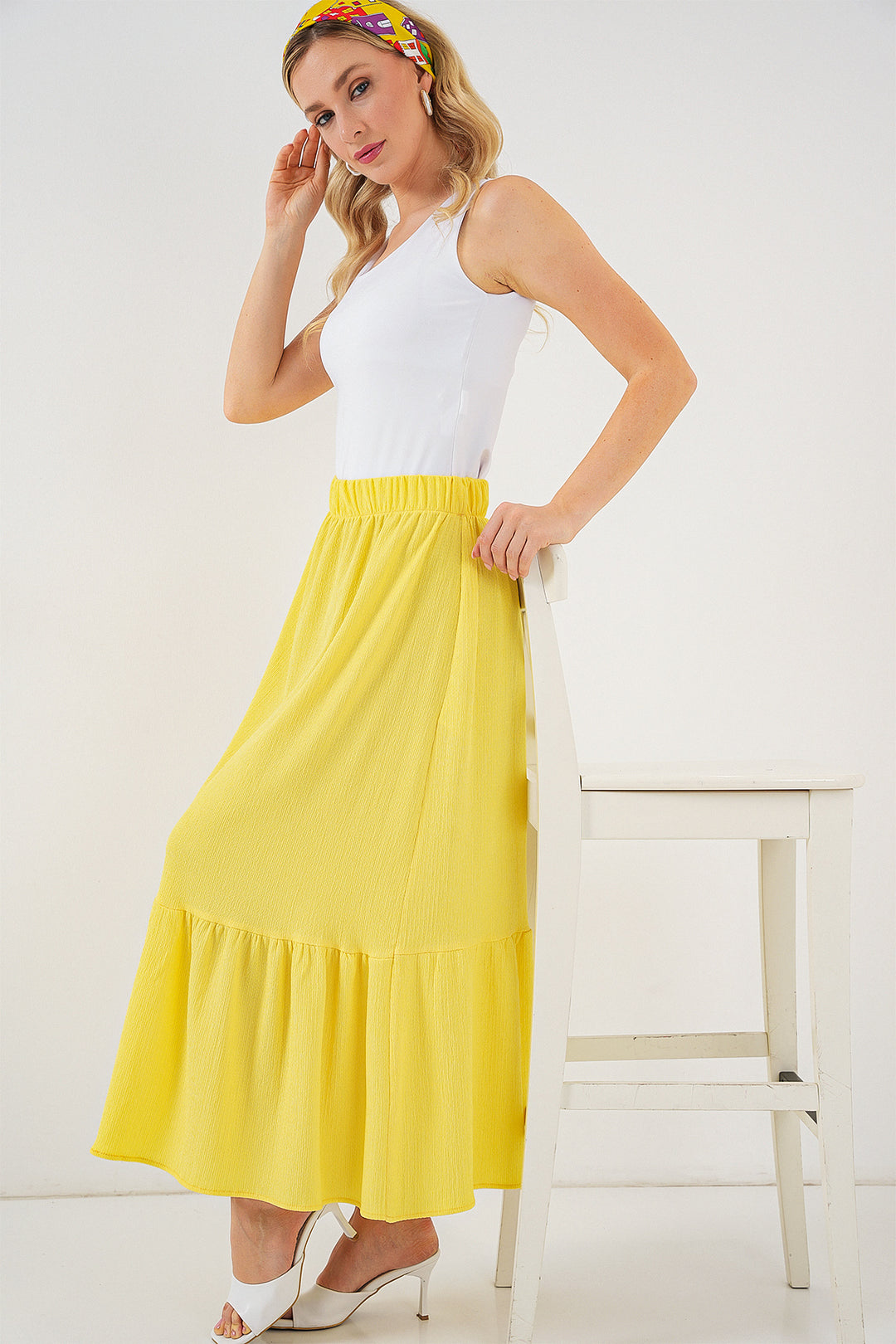 BGD Women Long Knit Skirt - Yellow - Pflugerville