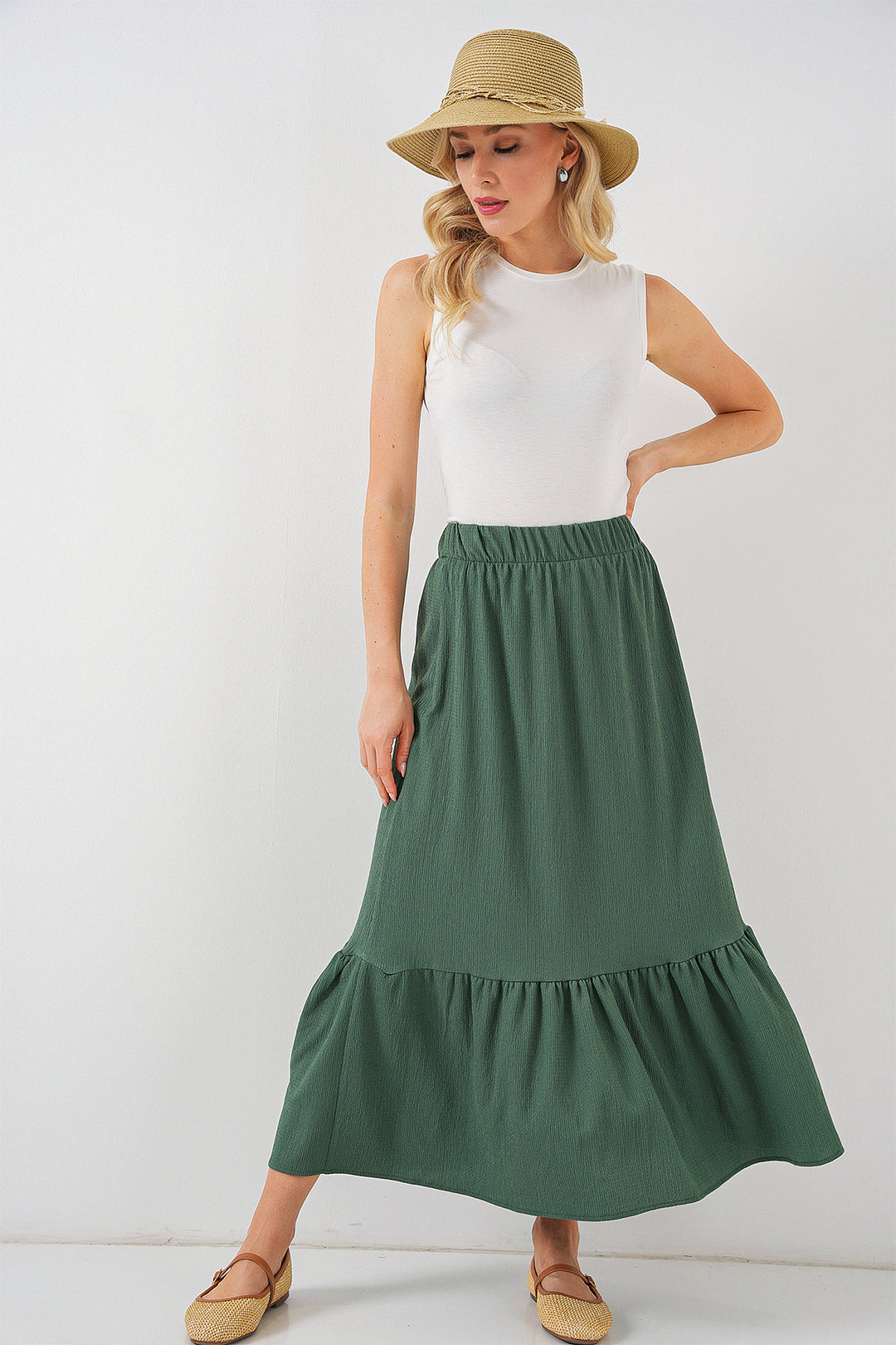 BGD Women Long Knitted Skirt - Emerald Green - Rhondda