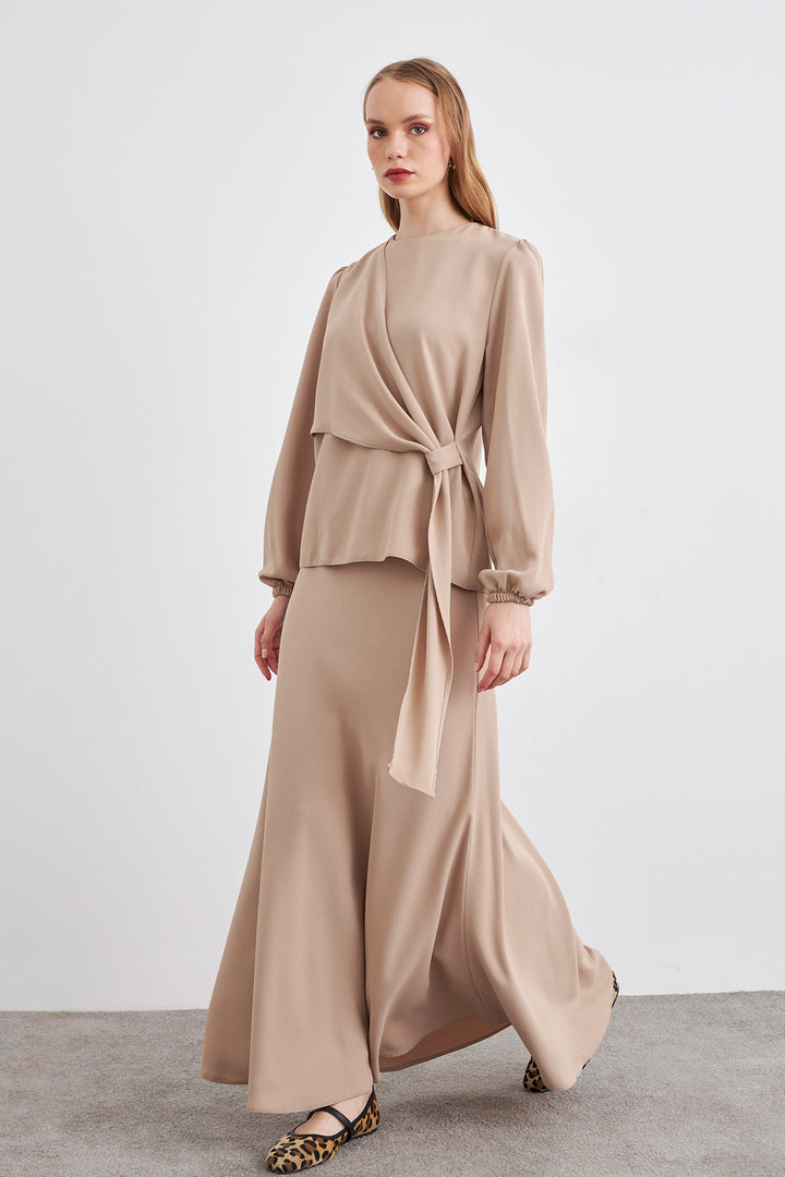 ZRF Women Roza Skirt Blouse Set - Beige - Focşani
