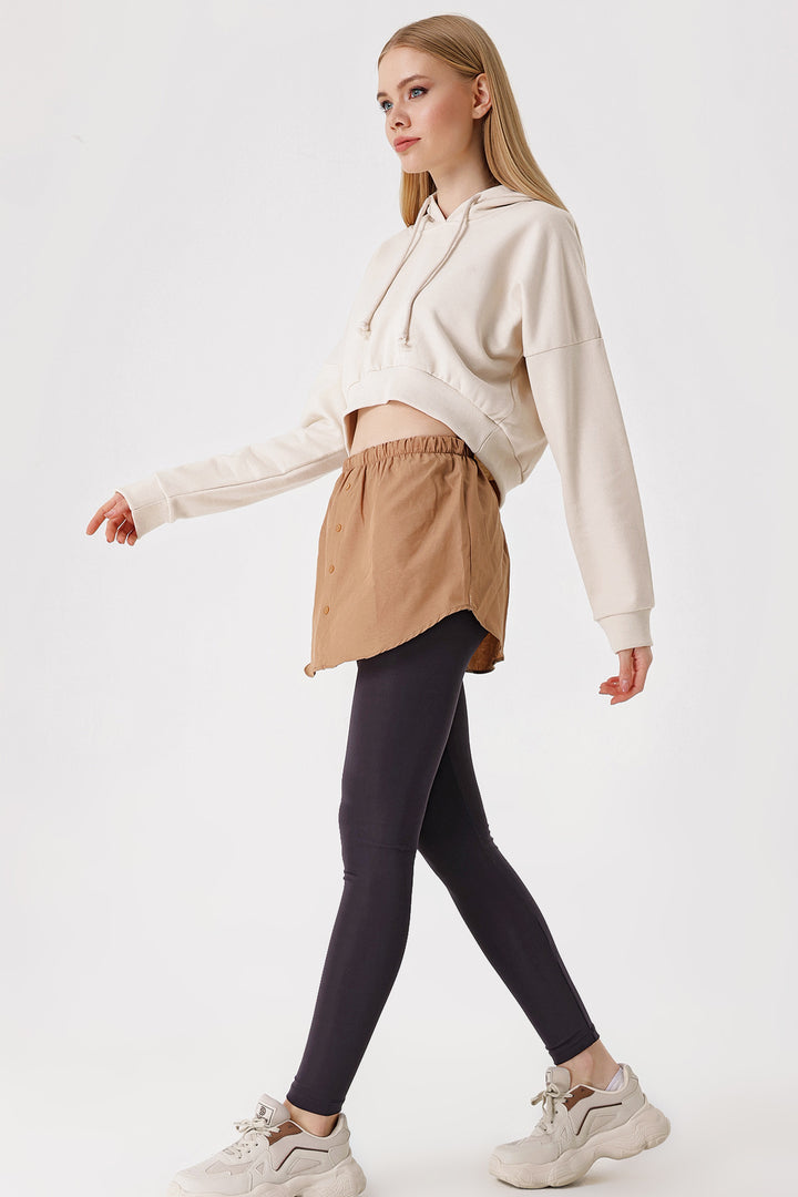 BGD Women Sweatshirt and Sweater Under Shirt Skirt - Camel - Riga