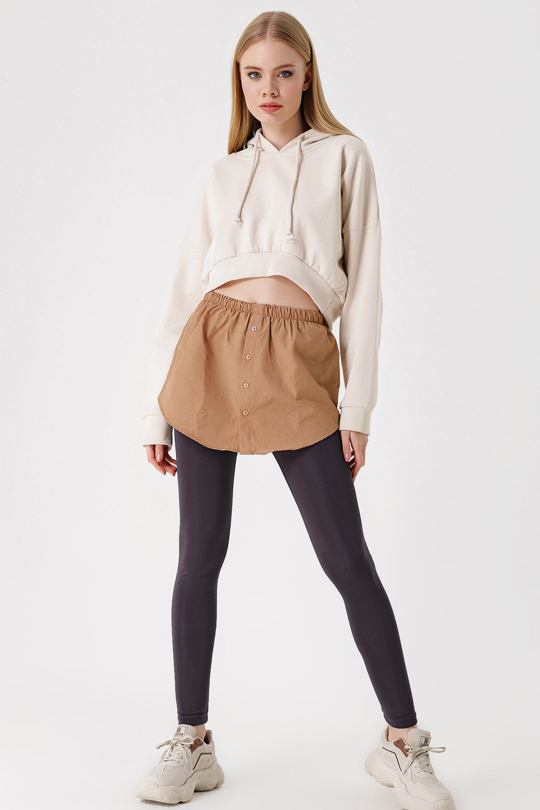 BGD Women Sweatshirt and Sweater Under Shirt Skirt - Camel - Riga