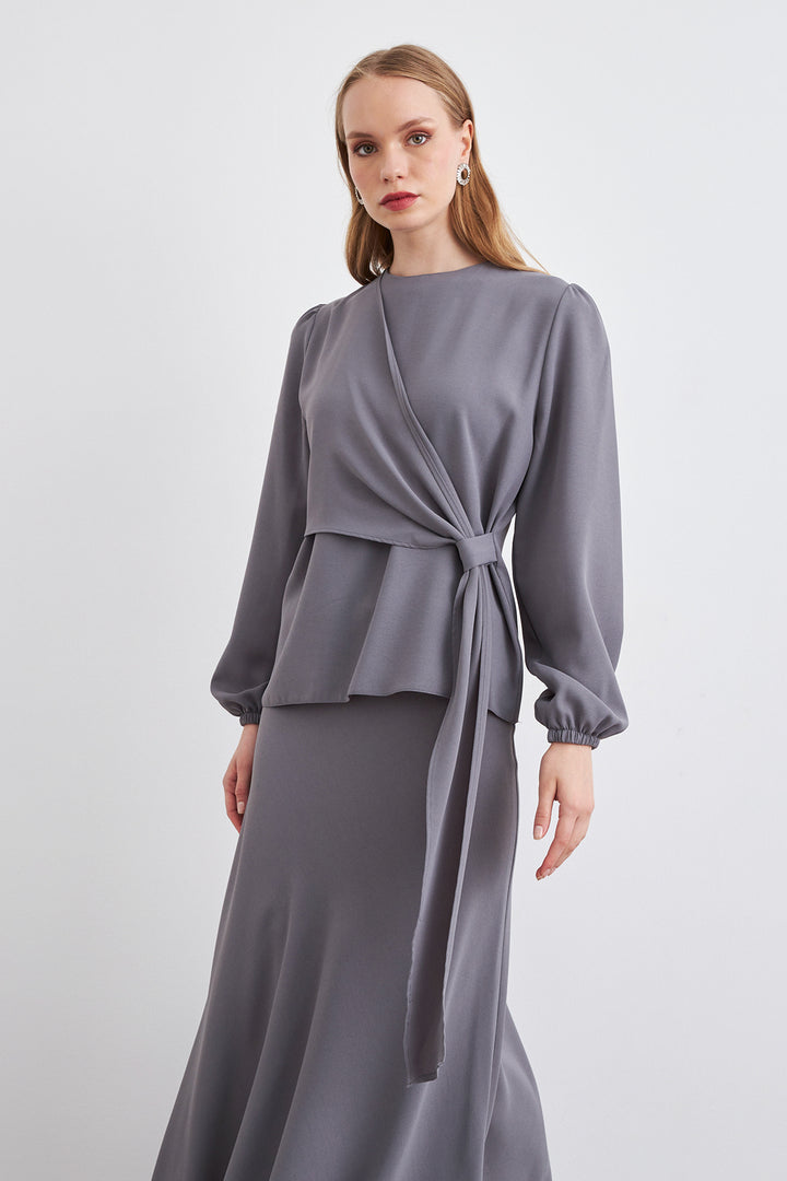 ZRF Women Roza Skirt Blouse Set - Gray - Hellendoorn