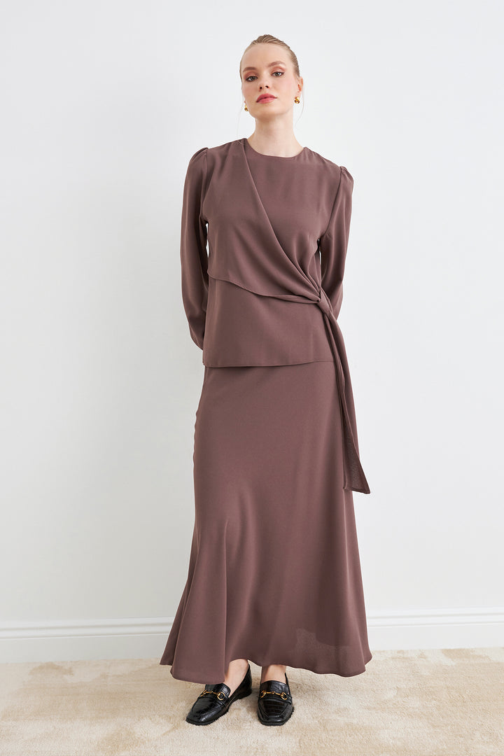 ZRF Women Roza Skirt Blouse Set - Brown - Reading