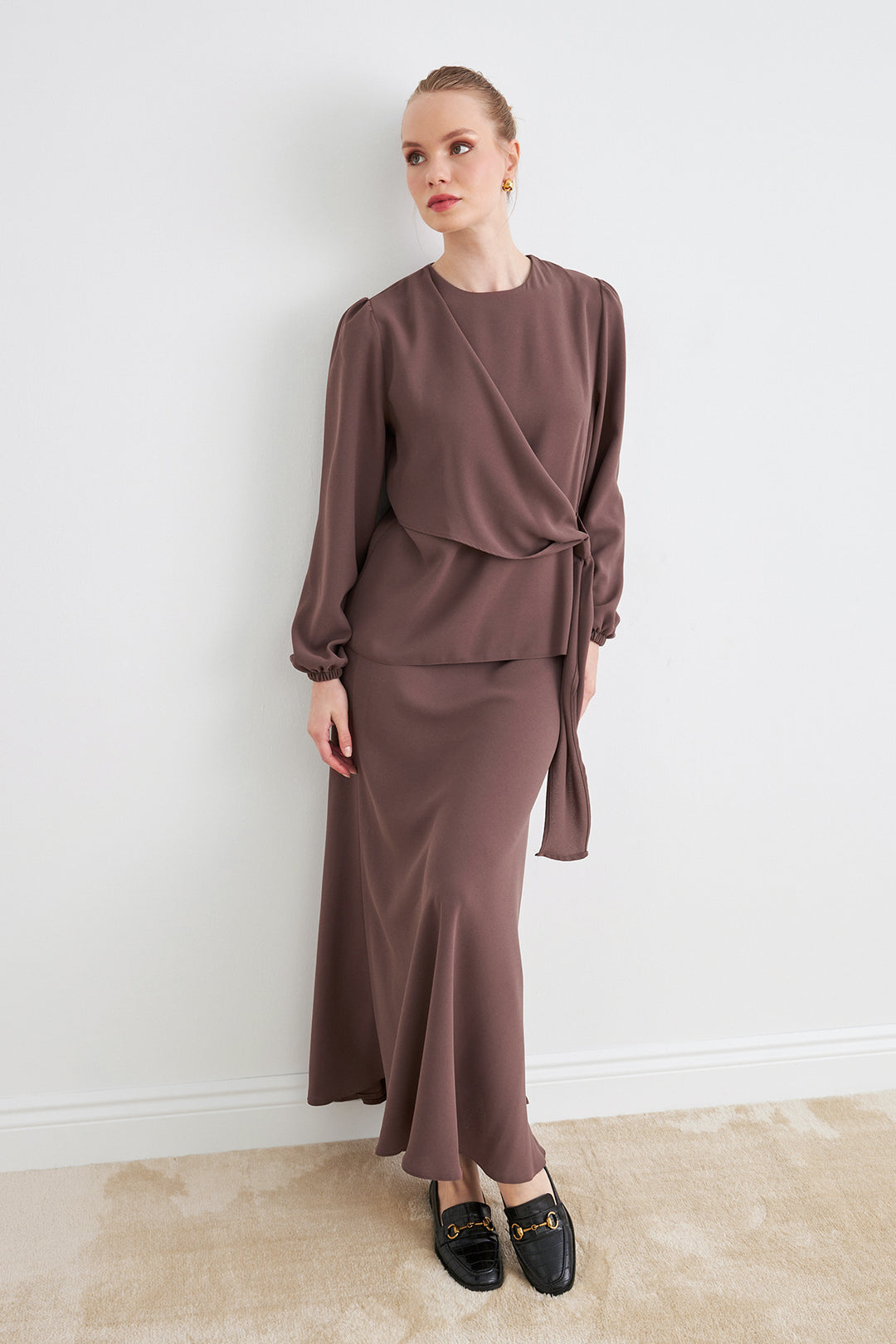 ZRF Women Roza Skirt Blouse Set - Brown - Reading