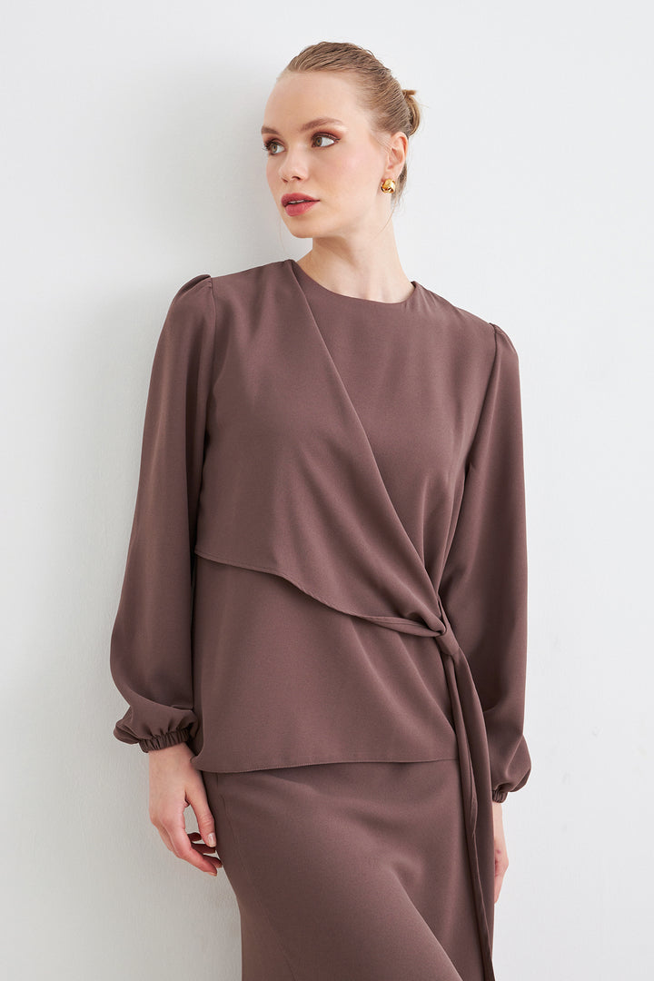 ZRF Women Roza Skirt Blouse Set - Brown - Reading