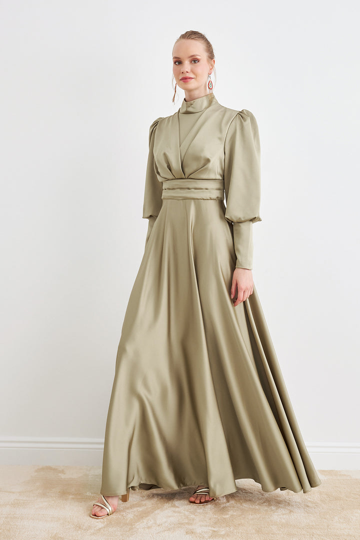 ZRF Women Alina Satin Evening Dress - Sage Green - Meerbusch