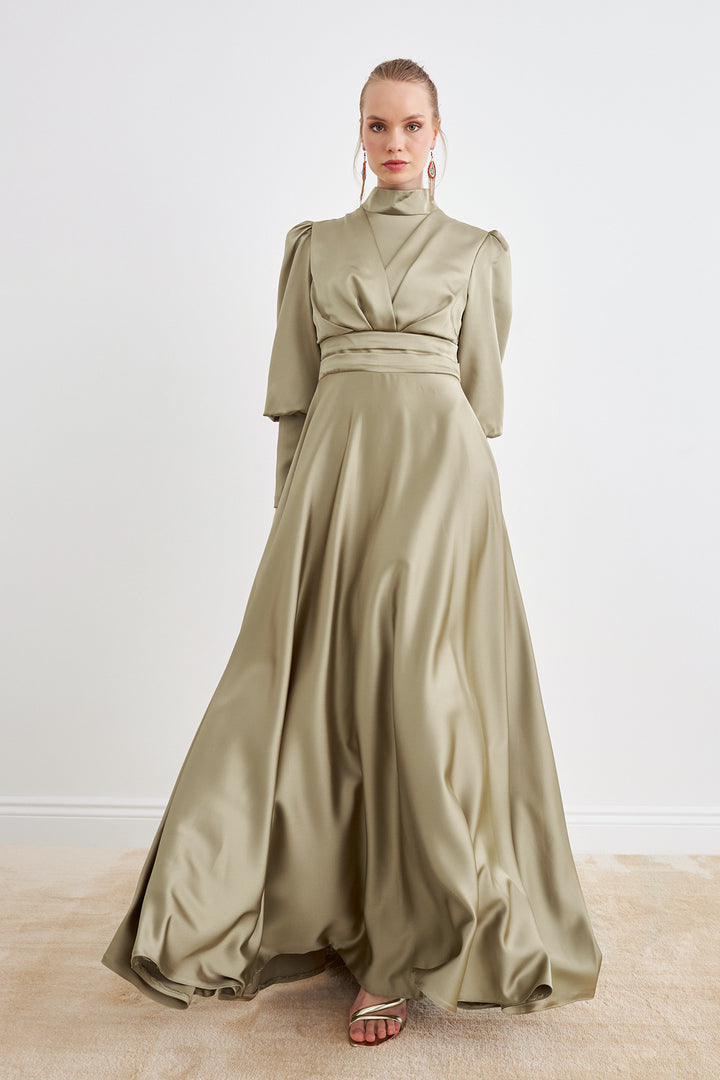 ZRF Women Alina Satin Evening Dress - Sage Green - Meerbusch